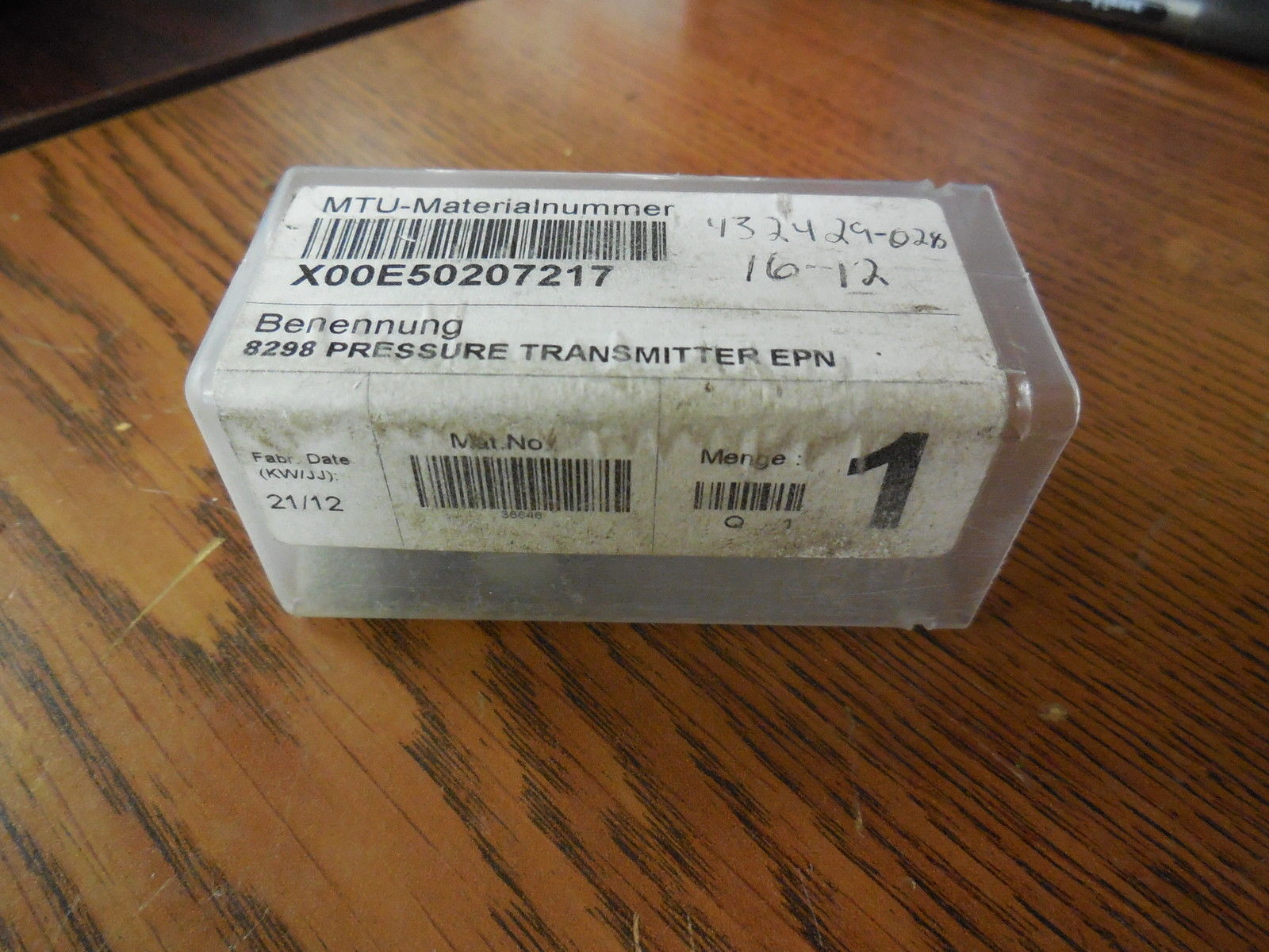 MTU X00E50207217 Pressure Transmitter